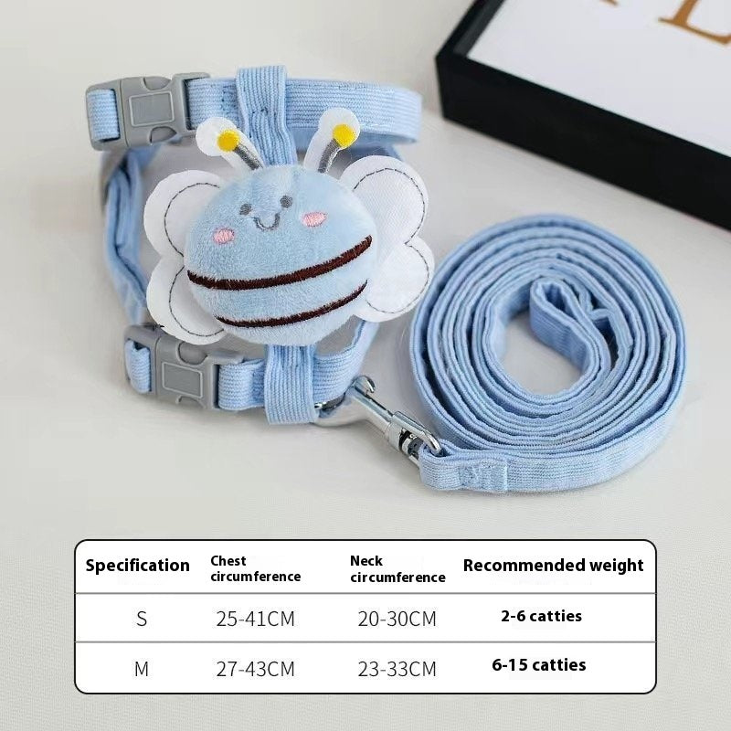 Cartoon Bee Pet Harness Leash & Collar Set. Hand Holding Rope For Pets