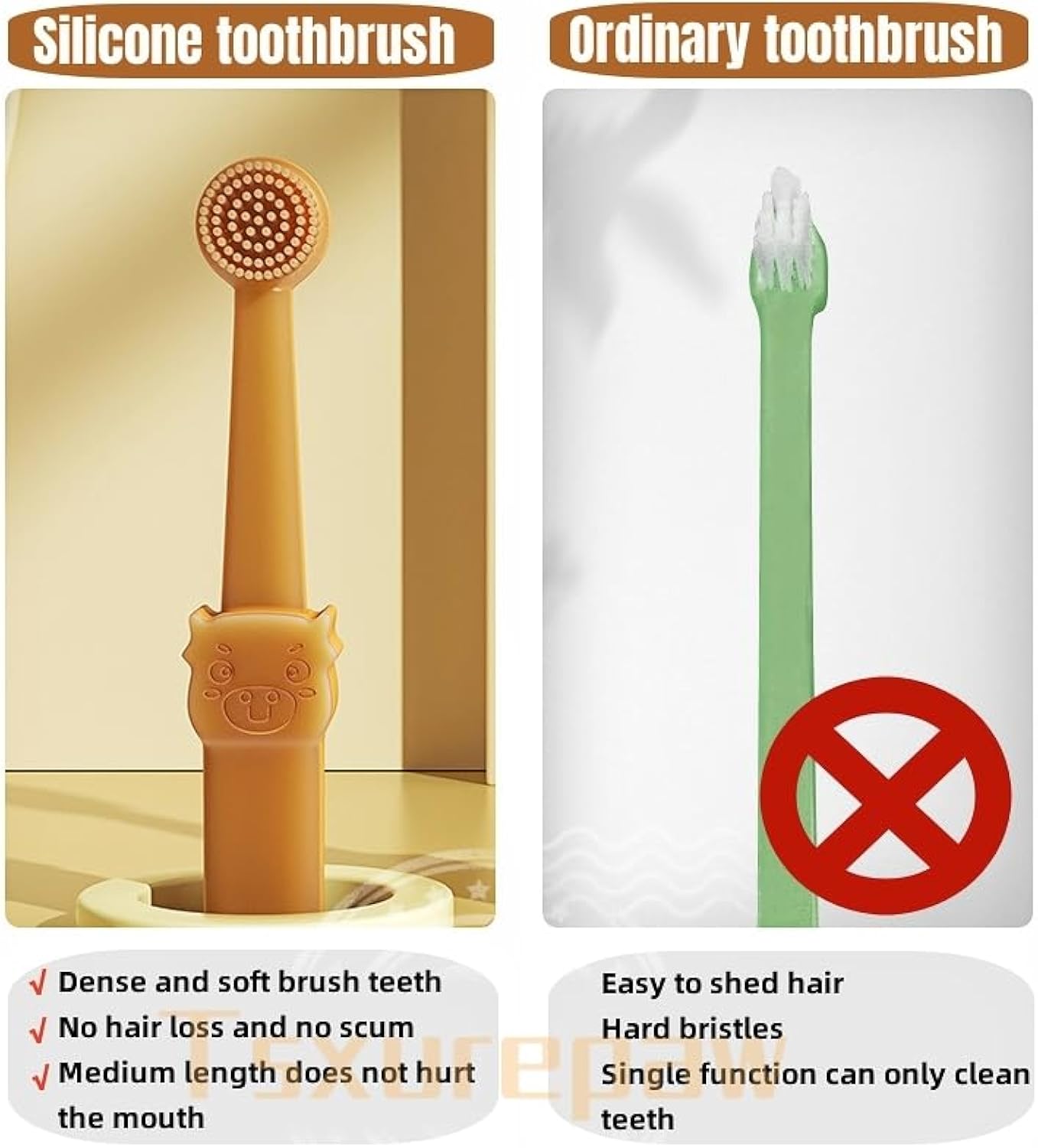 Silicone pet toothbrush set used on small dog teeth cleaning