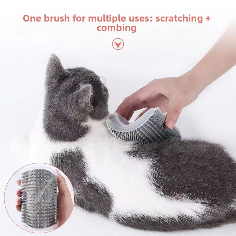 Cat corner self grooming brush black furniture edge installation