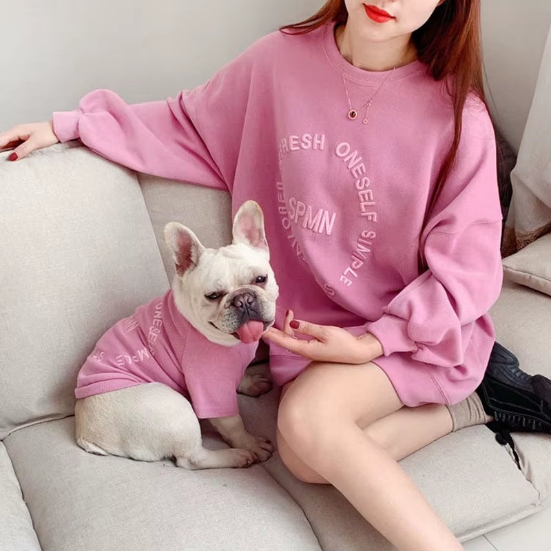 2025 Embroidered Letter Sweatshirt for Puppy Cat and Mommy Pet Clothing Parent Mother and Dog Outfits Matching Dog Owner Sweater