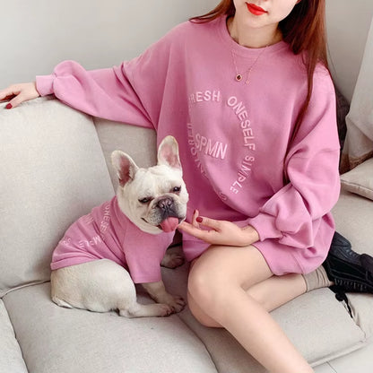 2025 Embroidered Letter Sweatshirt for Puppy Cat and Mommy Pet Clothing Parent Mother and Dog Outfits Matching Dog Owner Sweater