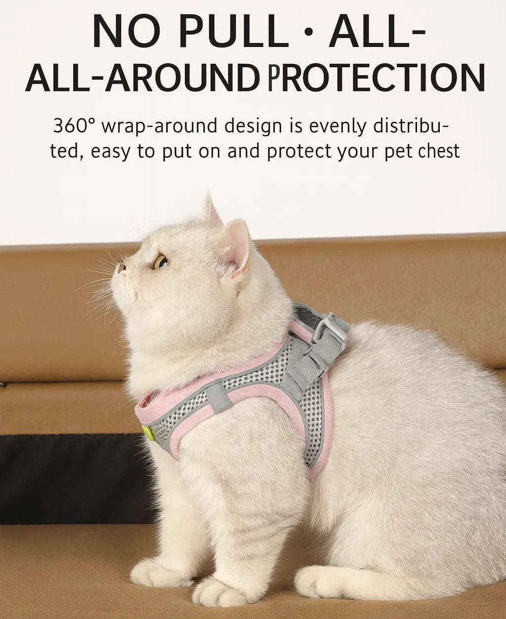 Cat harness and leash escape proof all sizes green gray flat lay