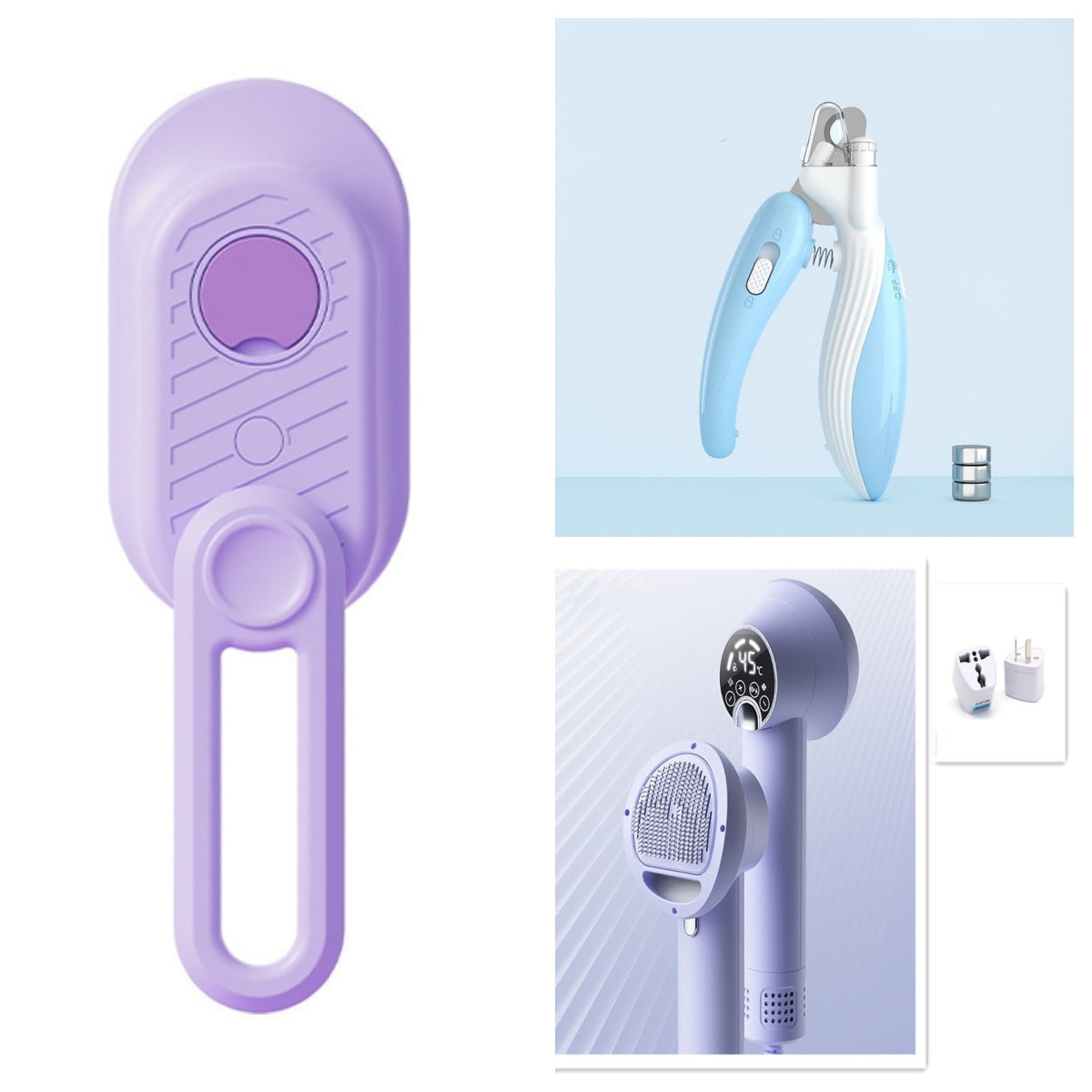 Pet nail clippers LED electric blue LED all colors flat lay