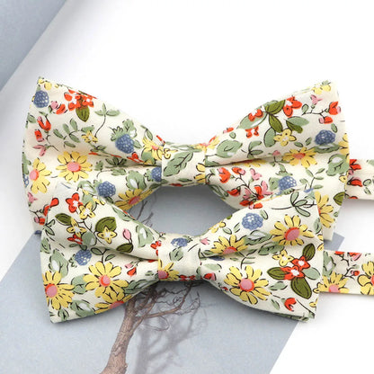 Family matching bow tie set sizes for kids adults and pets flat lay