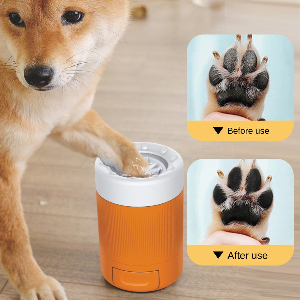 Portable dog paw cleaner cup grey color front view