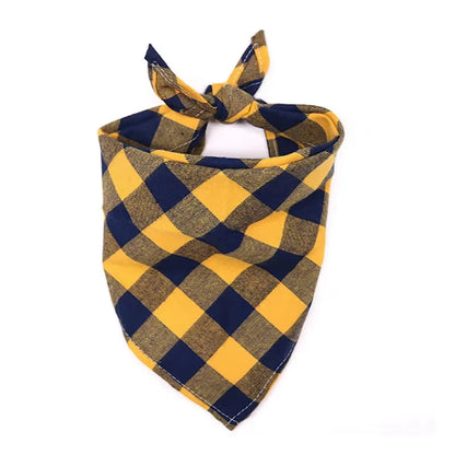 Pet dog bandana saliva towel white plaid 70x48cm laid flat