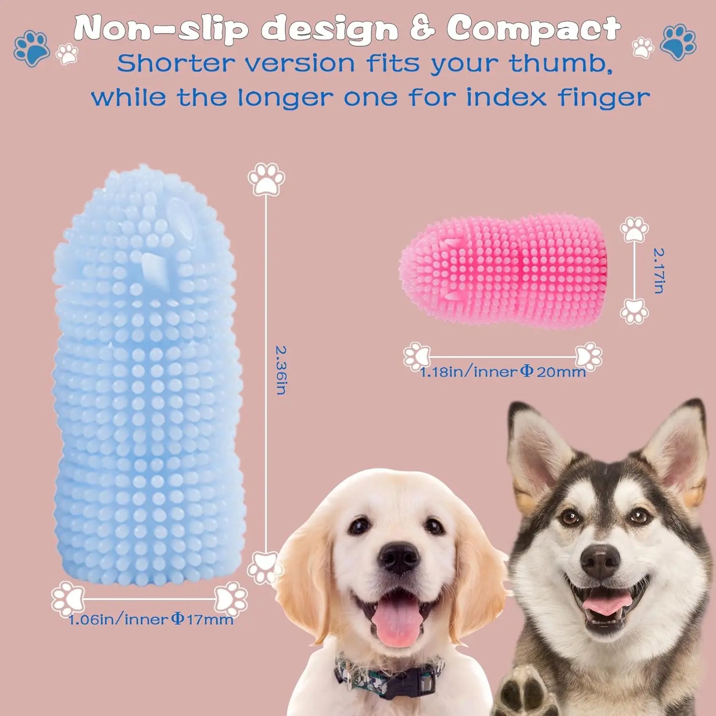 Dog finger toothbrush kit full 4 pack set laid out flat together