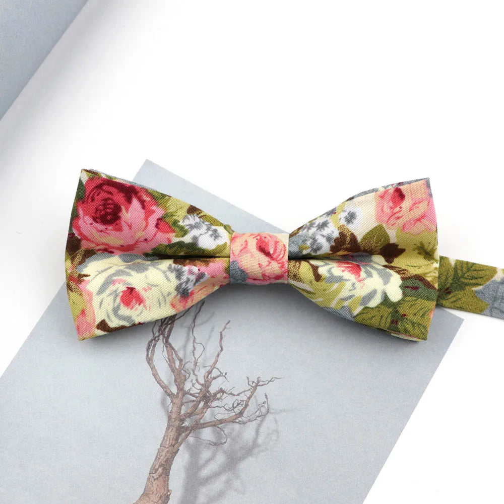 Family matching bow tie set sizes for kids adults and pets flat lay