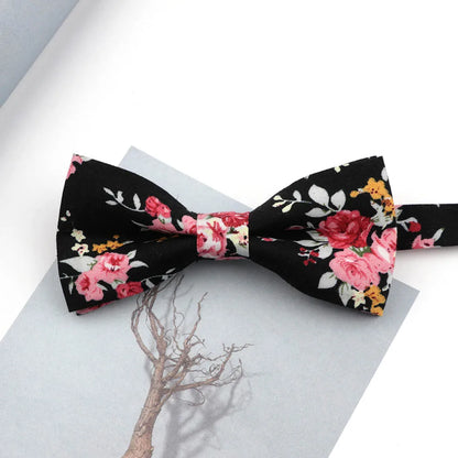 Family matching bow tie set sizes for kids adults and pets flat lay