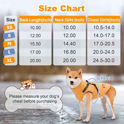 Dog Winter Jacket with Reflective Harness, Jujubak Zipper Warm Dog Winter Coat, Windproof Dog Snow Jacket, Dog Puffy Jacket for Small Medium Dogs-Bright Yellow(M)