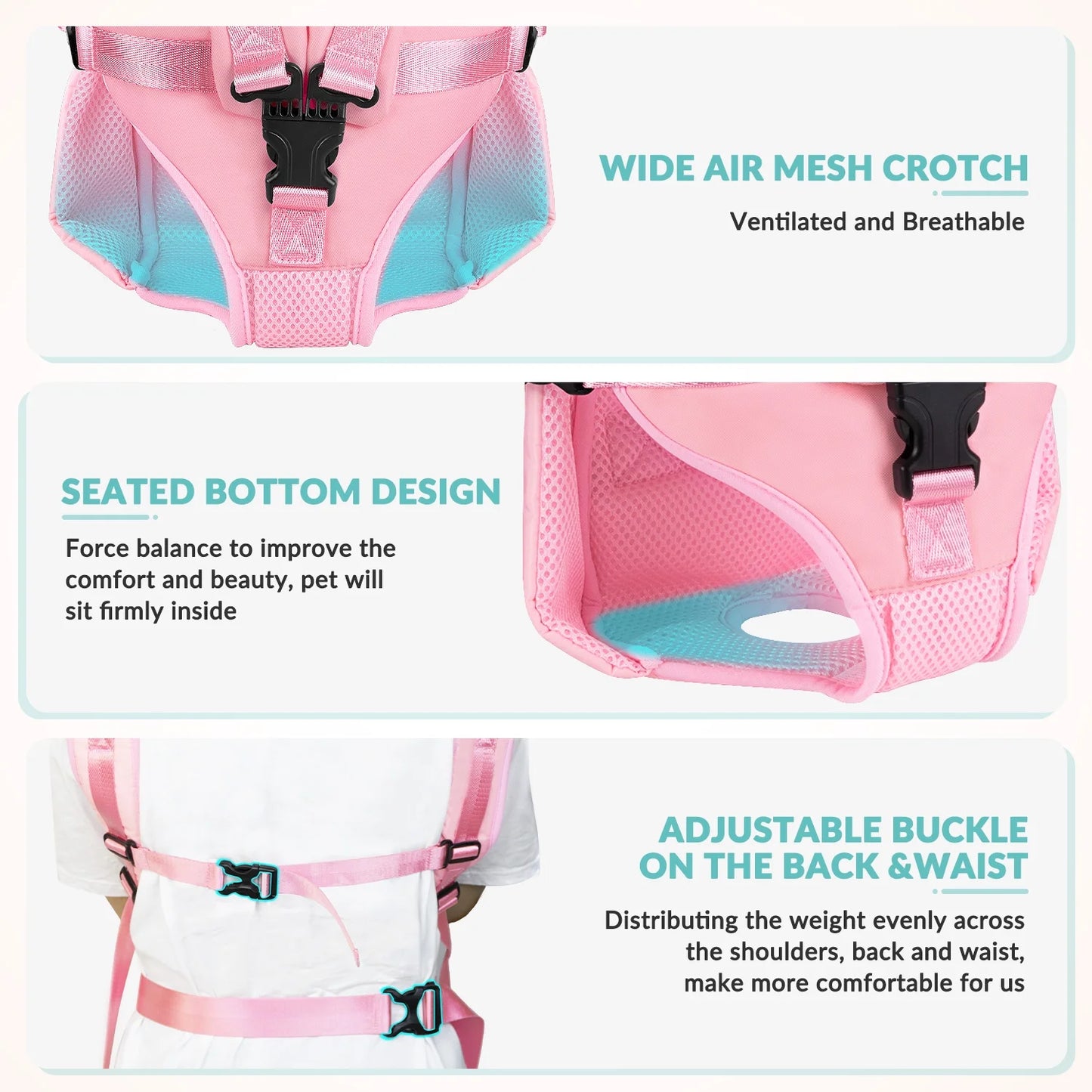Pet carrier backpack small dogs adjustable straps buckle close up