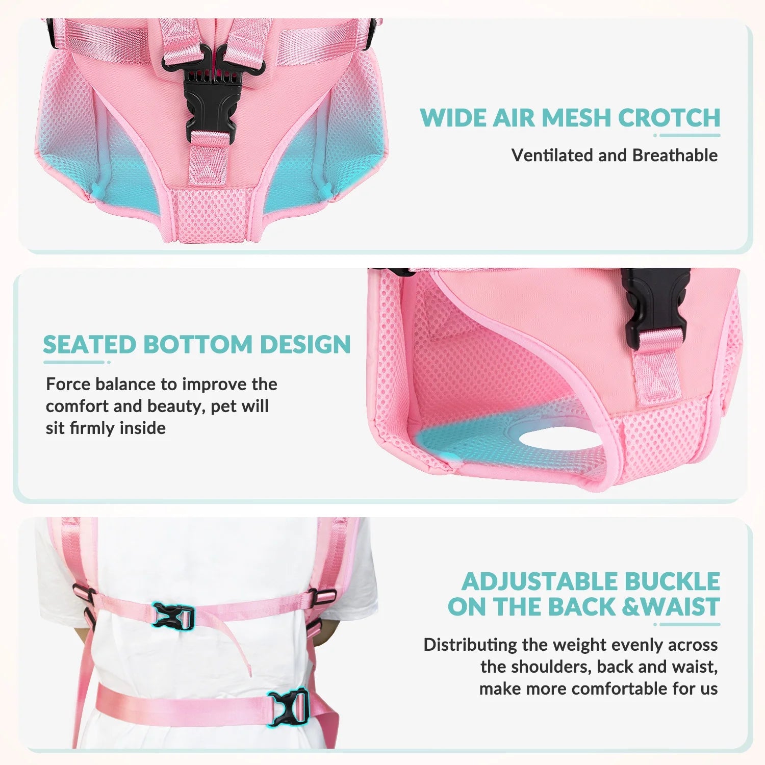 Pet carrier backpack small dogs adjustable straps buckle close up
