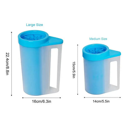 Dog foot washing cup with scrubber bristles interior close up