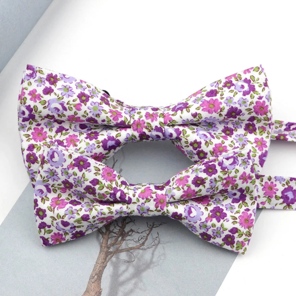 Family matching bow tie set sizes for kids adults and pets flat lay