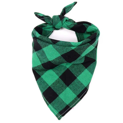 Pet dog bandana saliva towel white plaid 70x48cm laid flat