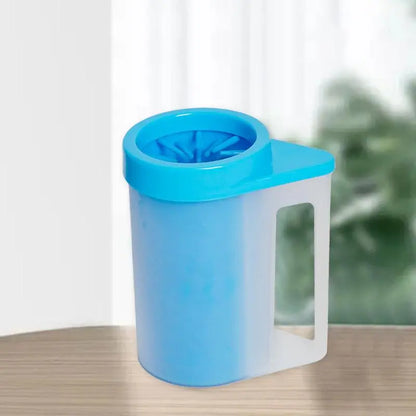 Dog foot washing cup with scrubber bristles interior close up