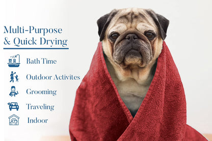 Soft absorbent dog towel salsa as drying robe on large breed dog