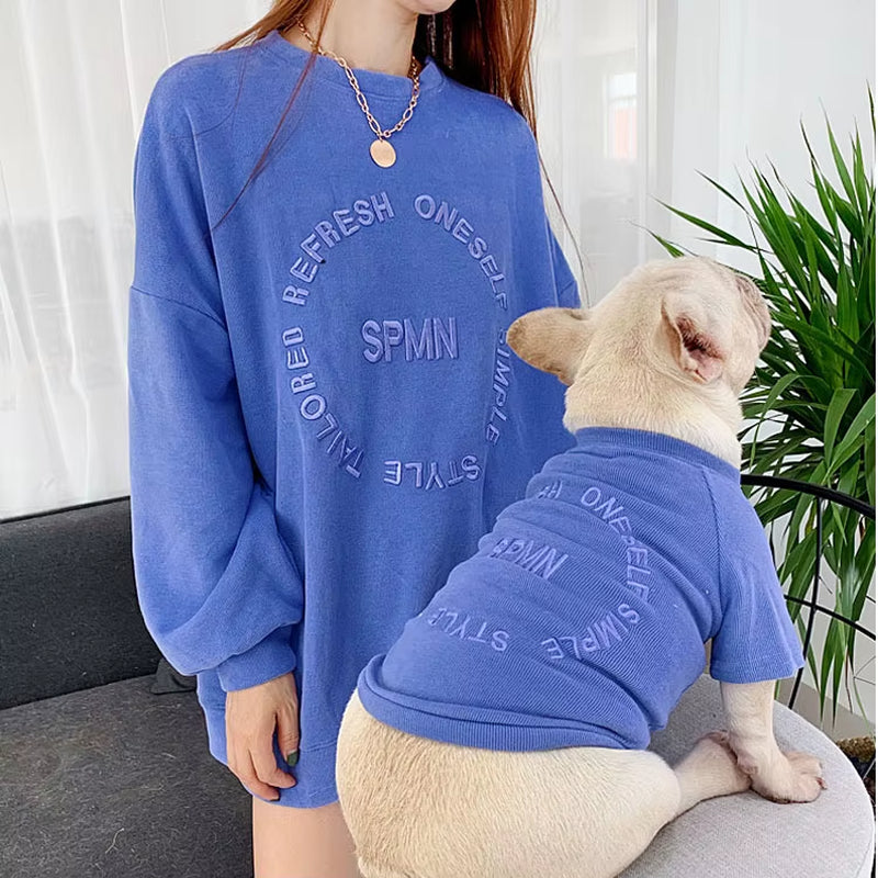 2025 Embroidered Letter Sweatshirt for Puppy Cat and Mommy Pet Clothing Parent Mother and Dog Outfits Matching Dog Owner Sweater