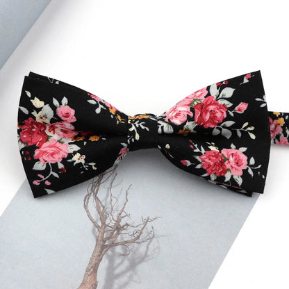Family matching bow tie set sizes for kids adults and pets flat lay