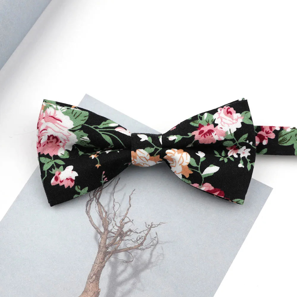 Family matching bow tie set sizes for kids adults and pets flat lay
