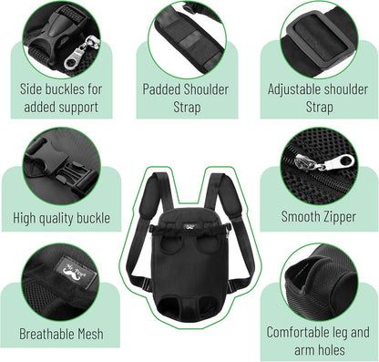 Dog carrier backpack up to 12 lbs adjustable shoulder straps detail