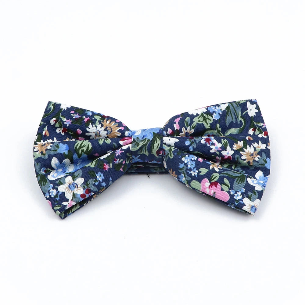 Family matching bow tie set sizes for kids adults and pets flat lay