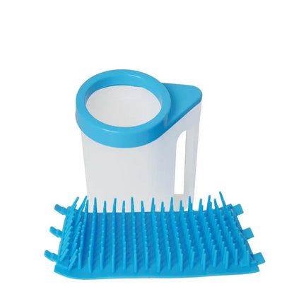 Dog foot washing cup blue color full product side angle view