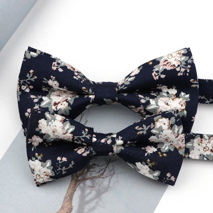 Family matching bow tie set sizes for kids adults and pets flat lay