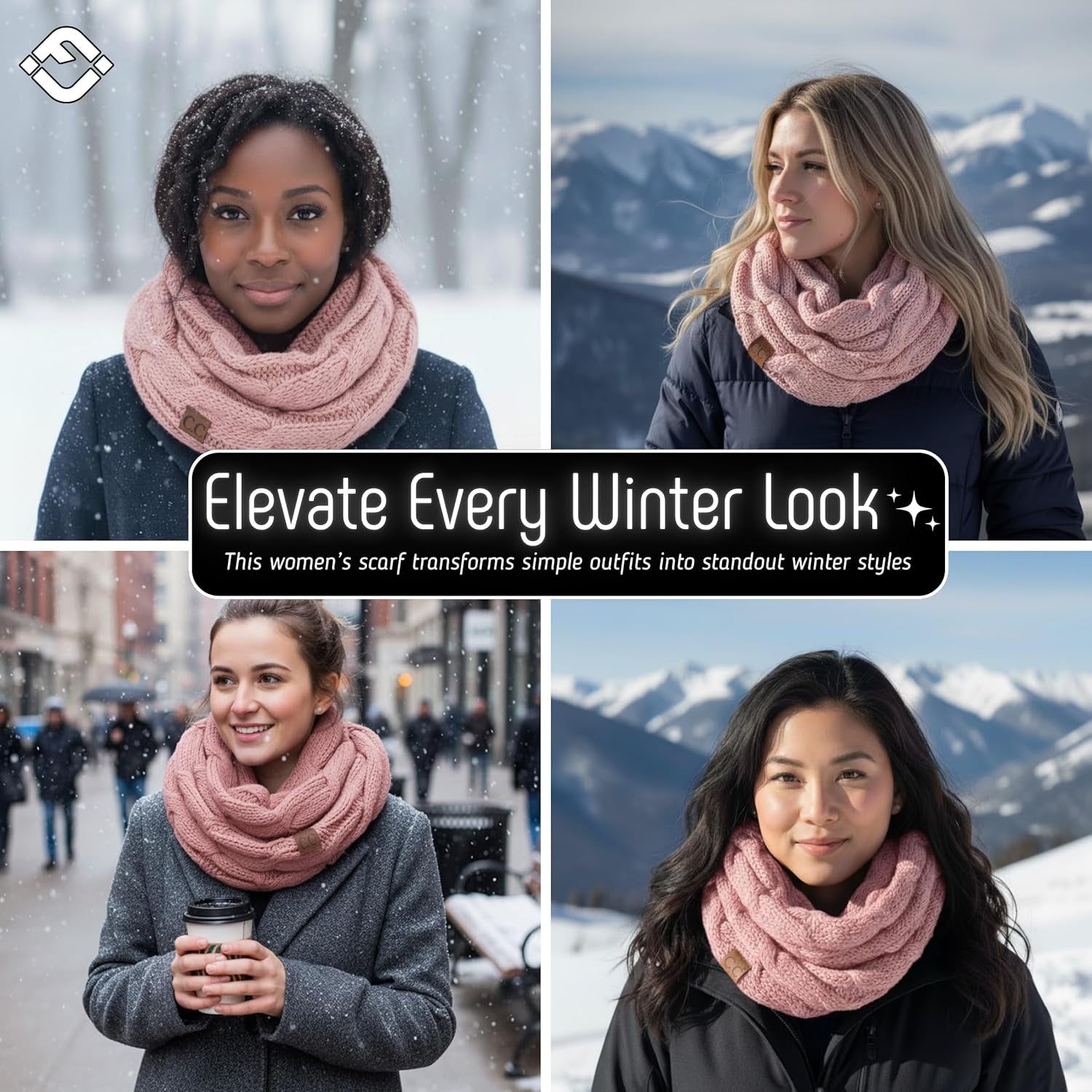 Infinity Scarf for Women – Oversized Chunky Winter Scarf, Colorful Fall Scarves, Soft Sweater Wrap Cozy Style