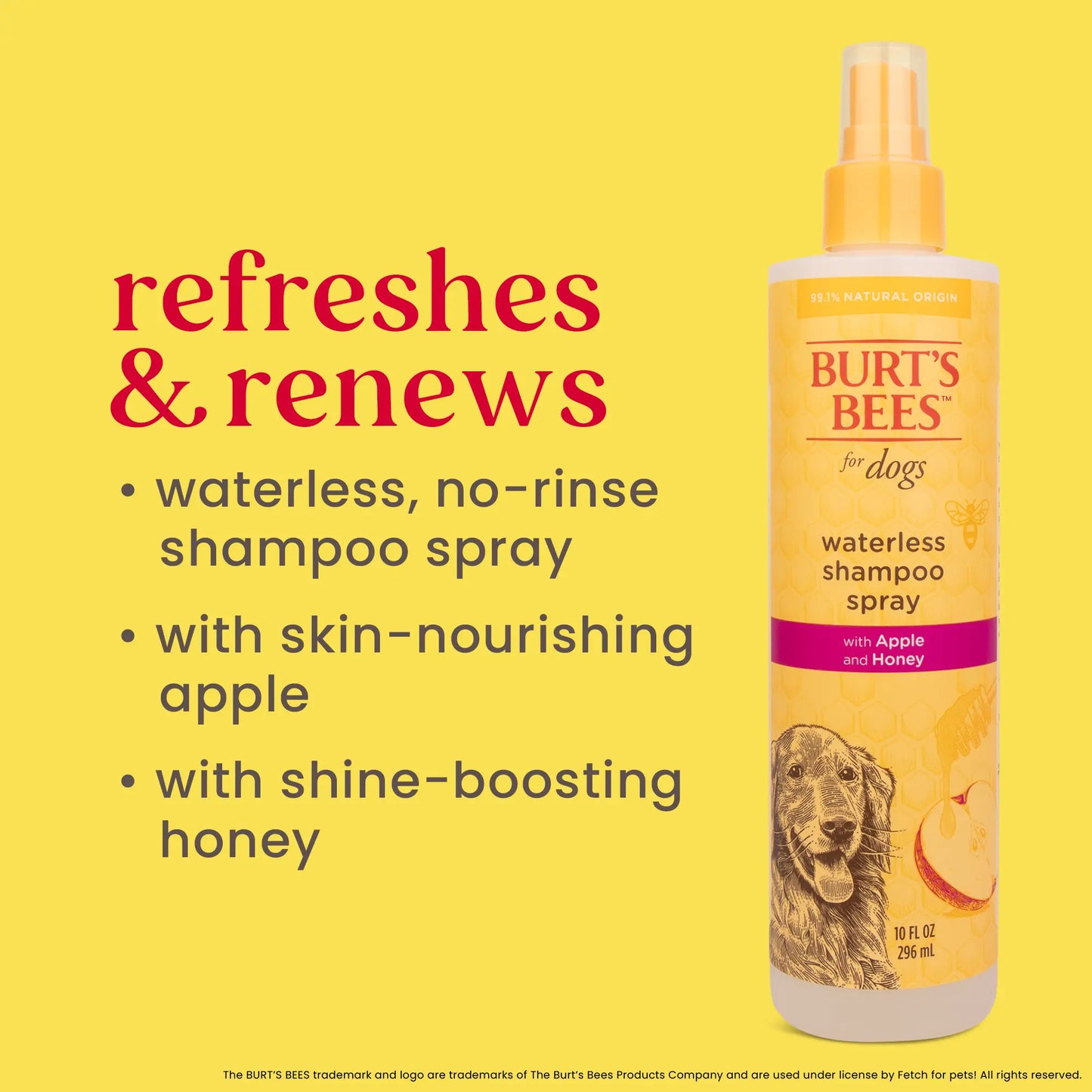 Waterless dry shampoo for dogs tearfree formula label close up
