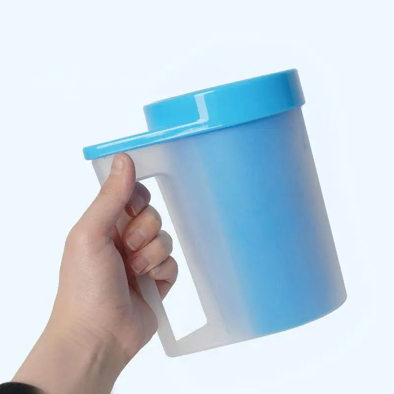 Dog foot washing cup blue medium size front view ABS material