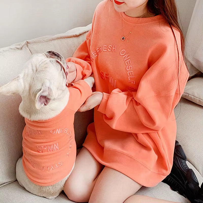 2025 Embroidered Letter Sweatshirt for Puppy Cat and Mommy Pet Clothing Parent Mother and Dog Outfits Matching Dog Owner Sweater