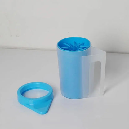 Dog foot washing cup portable size comparison with dog paw