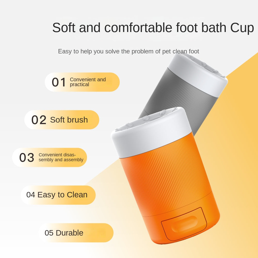 Portable dog paw cleaner cup soft bristles interior close up
