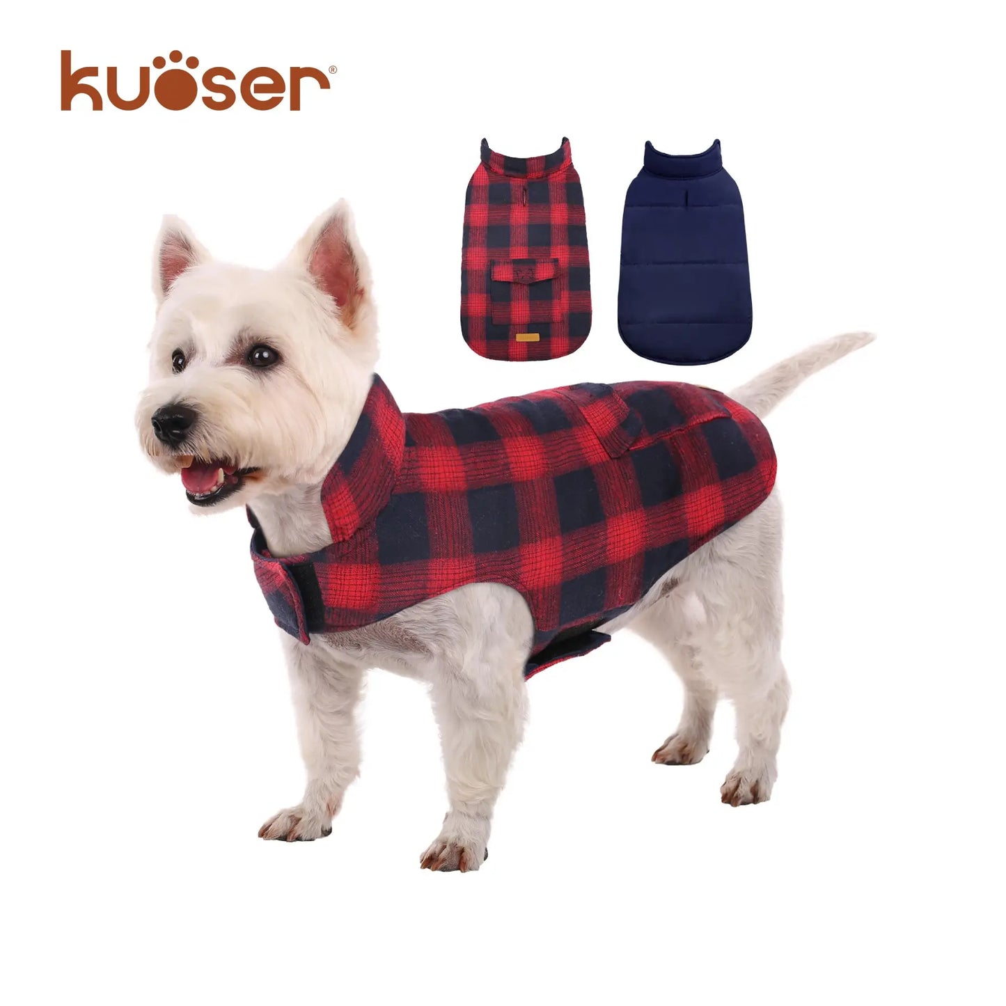 Urban pup dog hoodie red S worn by small breed side view