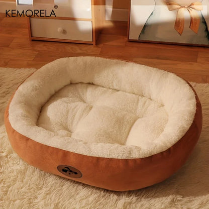 Orthopedic oval pet bed calming green medium size side view