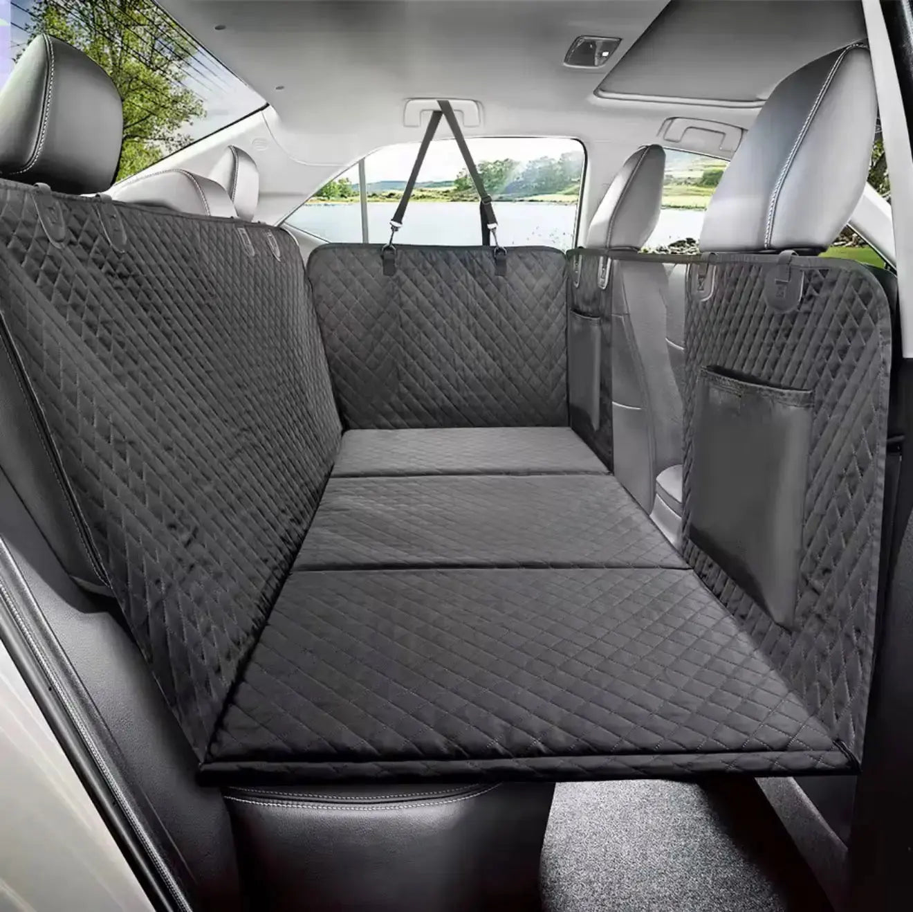 Dog car seat cover hammock waterproof 6 in 1 function diagram