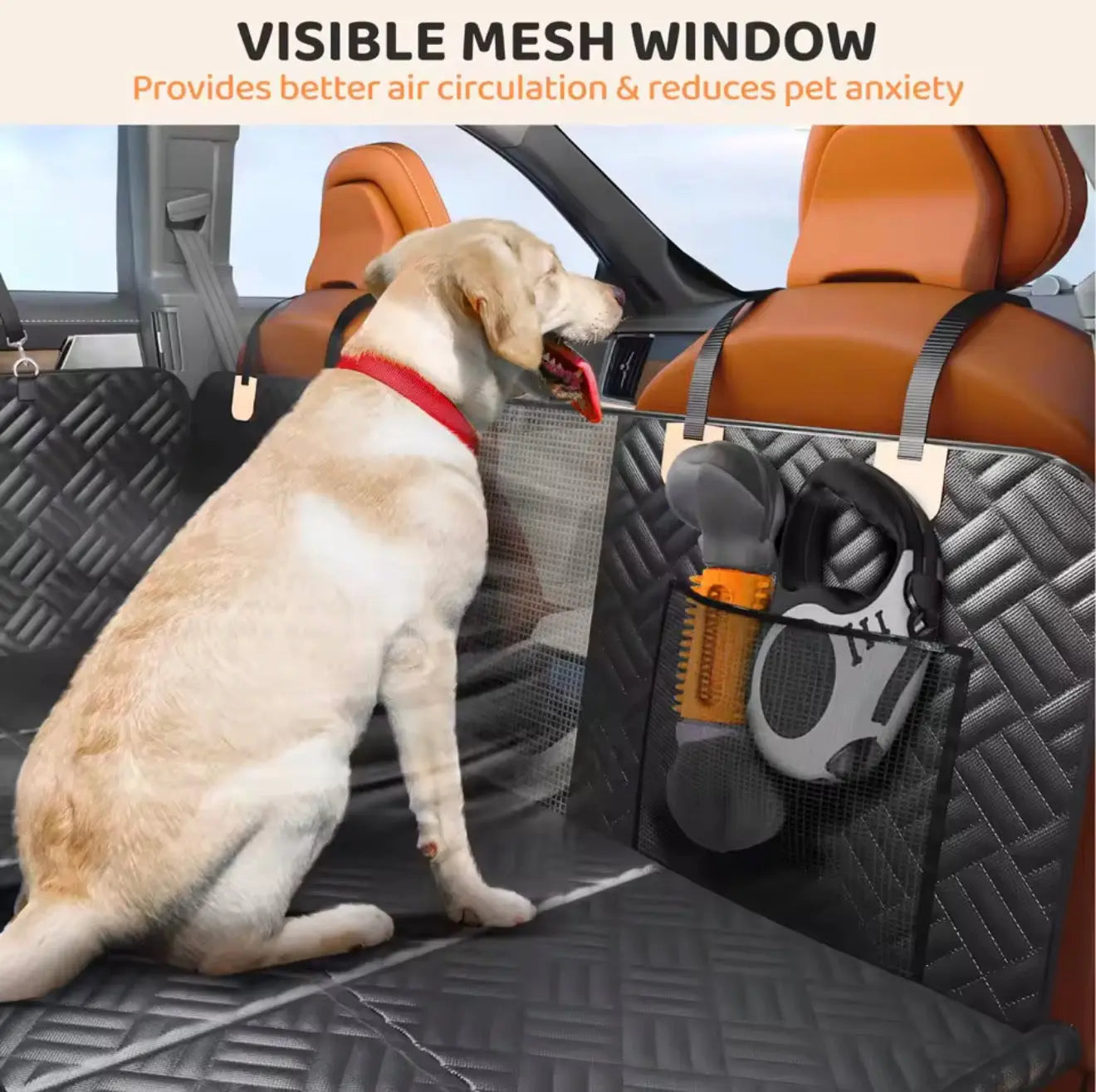 Dog car seat cover hammock waterproof 6 in 1 function diagram