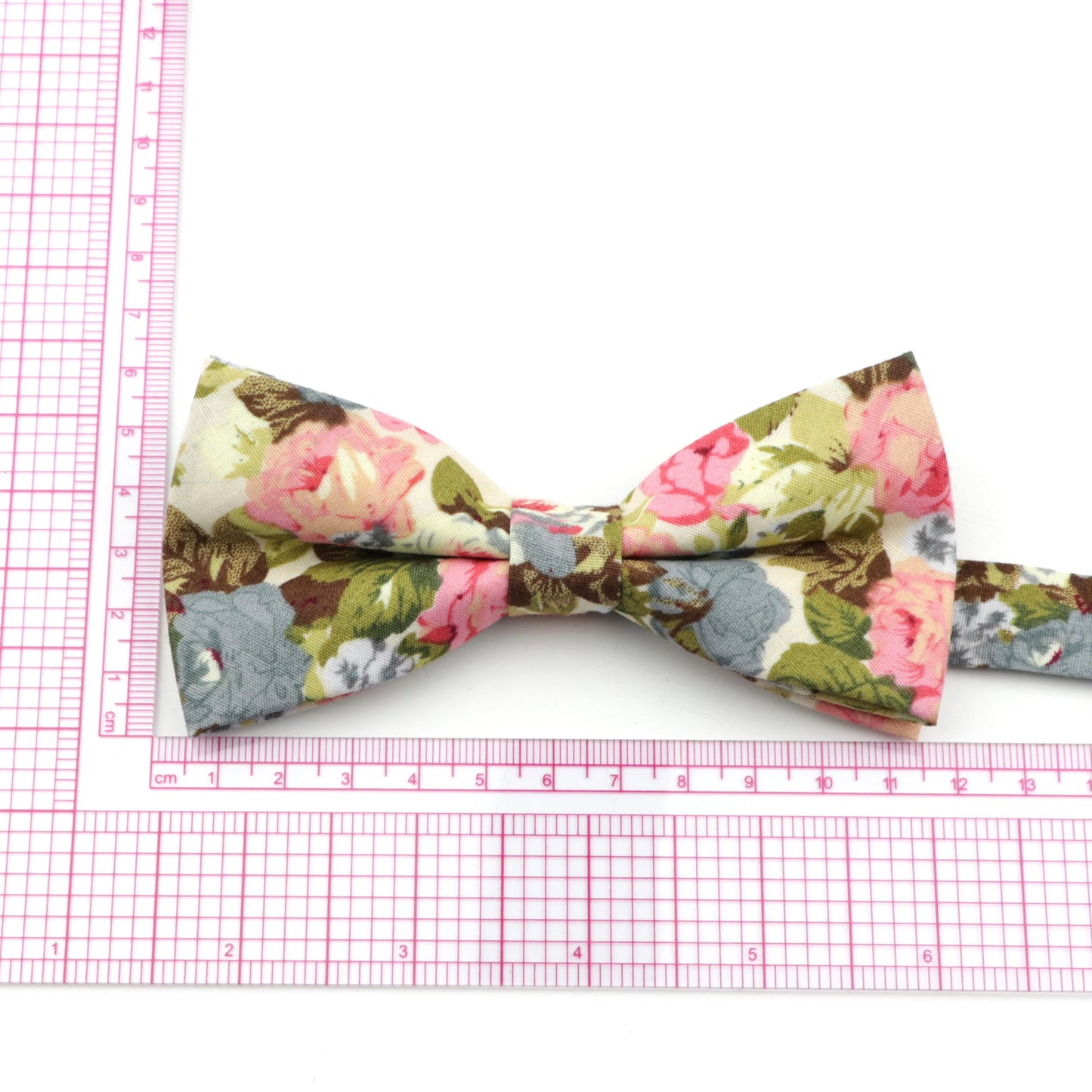 Family matching bow tie set floral cotton front view kids and adults