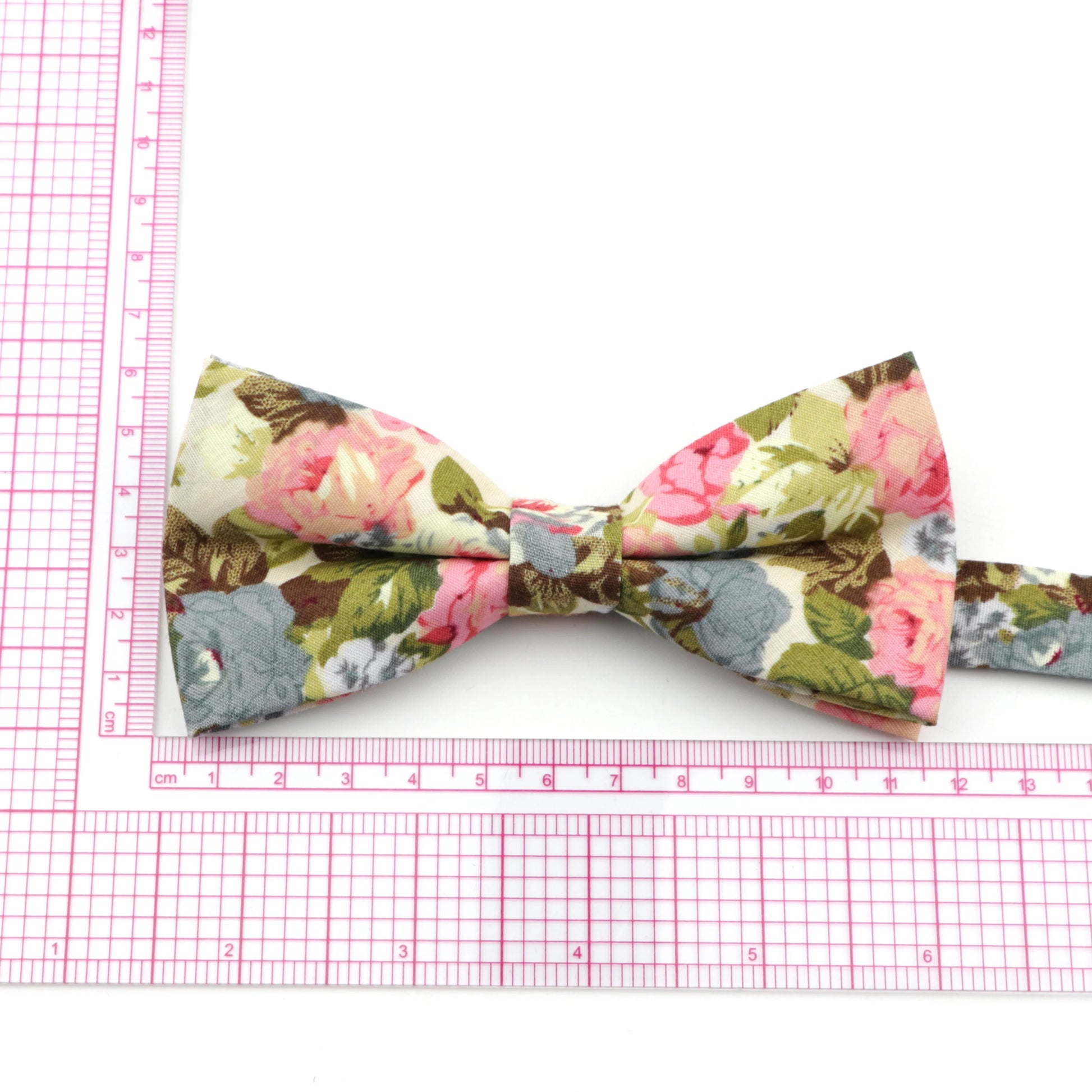 Family matching bow tie set floral cotton front view kids and adults