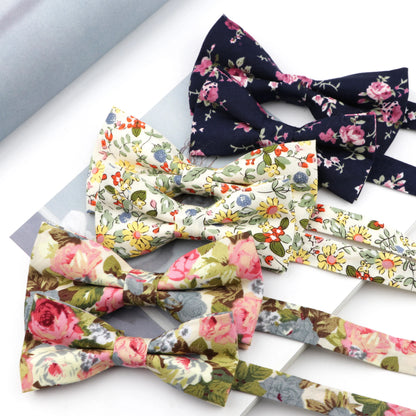 Family matching bow tie set worn by child and pet coordinated look