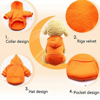 Dog Hoodie for Small & Medium Dogs – Warm Fleece Pullover Sweatshirt