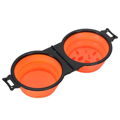 Foldable dual bowl portable dog cat all colors flat lay