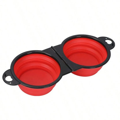Foldable dual bowl portable dog cat all colors flat lay