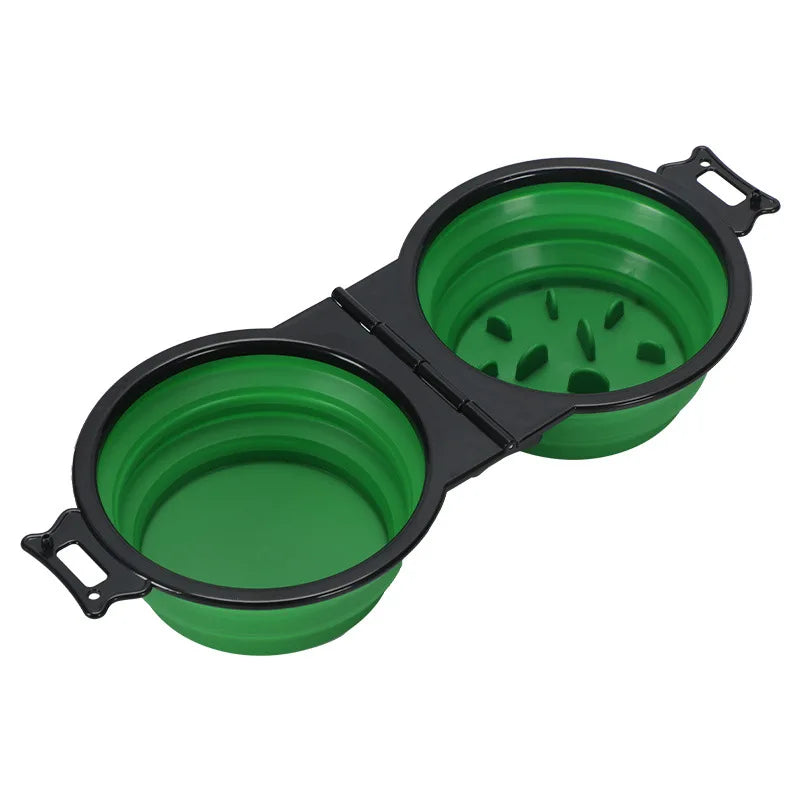 Foldable dual bowl portable dog cat all colors flat lay