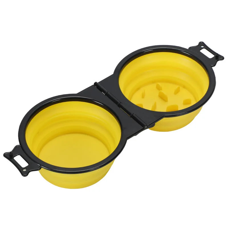 Foldable dual bowl portable dog cat all colors flat lay