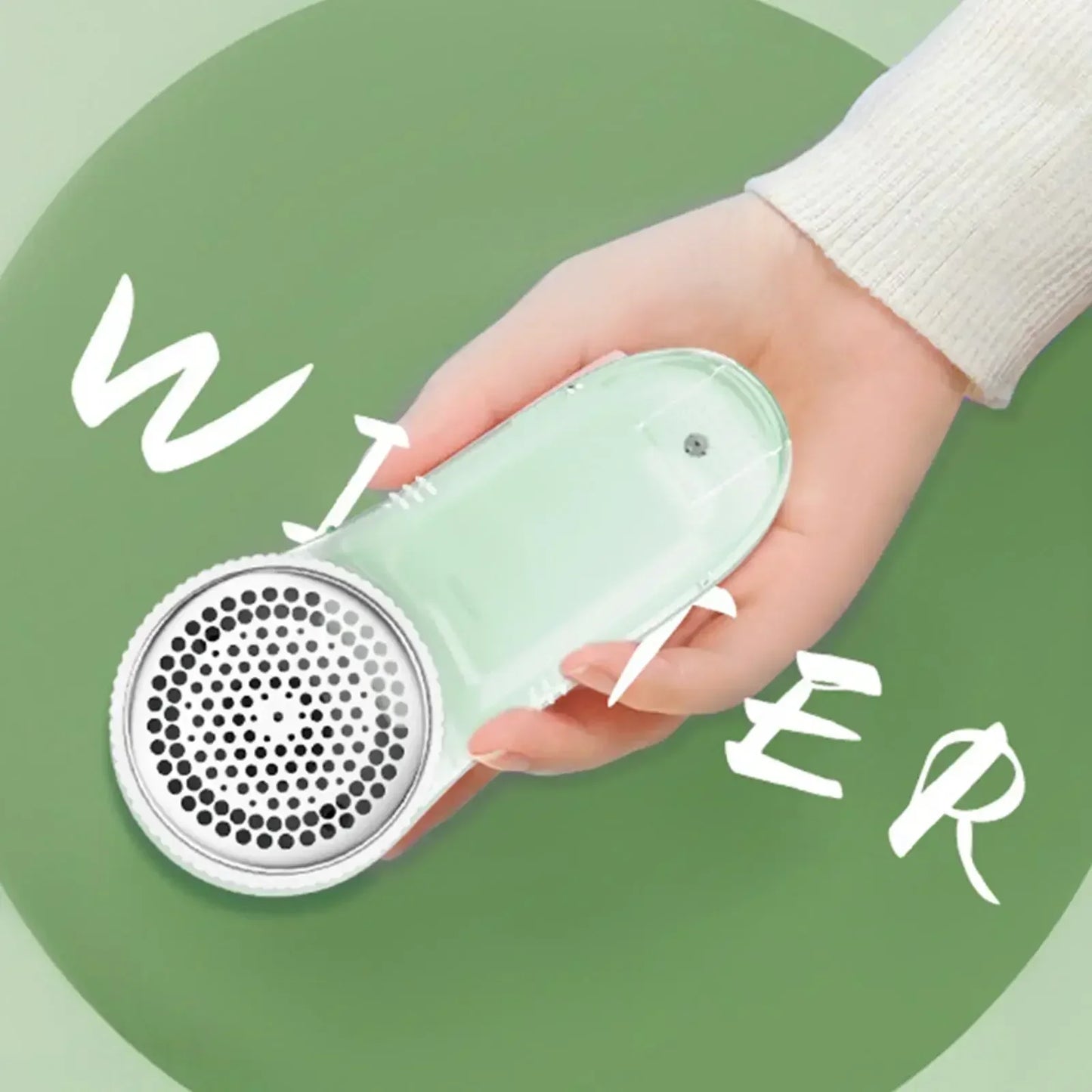 Electric pet hair remover clothes green heads front view