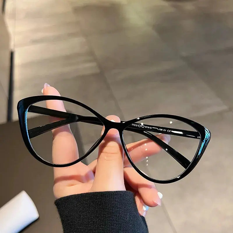 Cat eye anti radiation glasses replaceable lens all colors flat lay