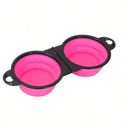 Foldable dual bowl portable dog cat all colors flat lay