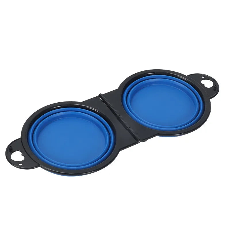 Foldable dual bowl portable dog cat all colors flat lay